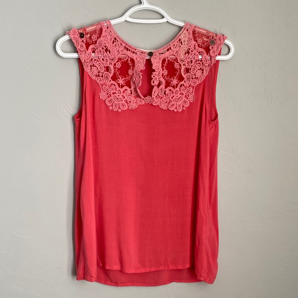 TOMATO Pink Sleeveless Blouse Embroidered Top